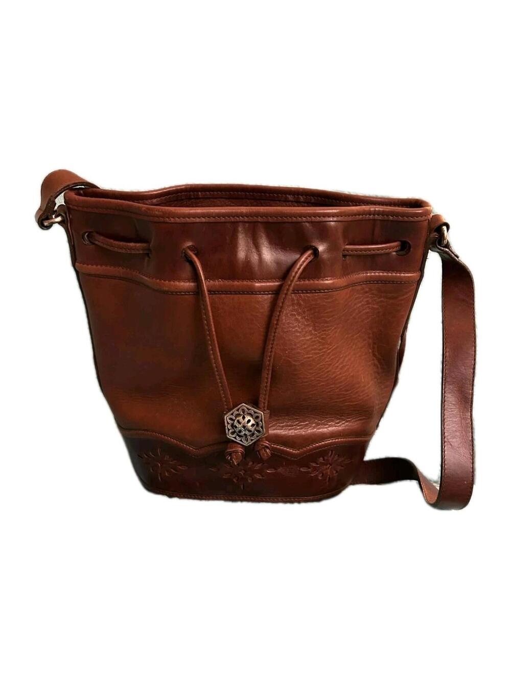 Vintage Brighton Brown Leather Shoulder Bucket Bag Purse Heart Charm Silver Tone